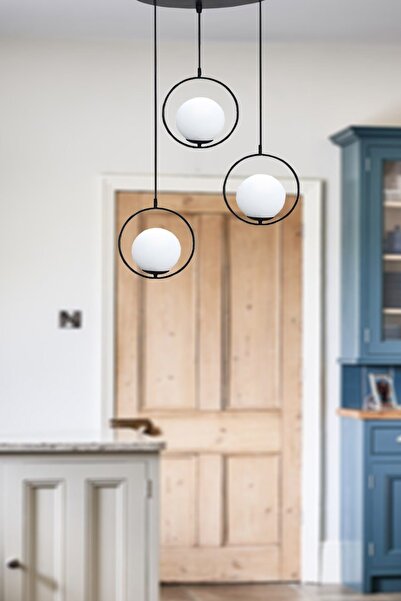 Taşcan Aydınlatma Lito 3 Lü Siyah Tepsili Özel Tasarım Lüx Sarkıt Avize