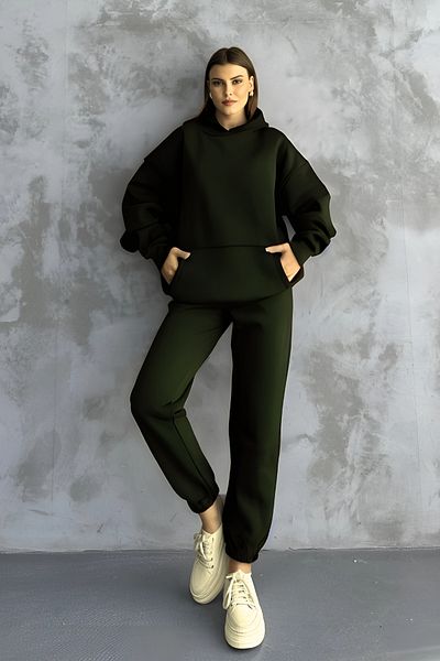 BayBayan Ανδρικό Basic Oversize Σετ φόρμας με 3 κλωστές