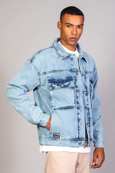 LTC Jeans Мъжко ледено синьо дънково яке с джоб и големи размери