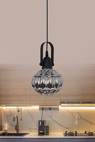 Taşcan Aydınlatma Narin Tekli Siyah Sarkıt Avize Yatak Odası Salon Mutfak Hol...