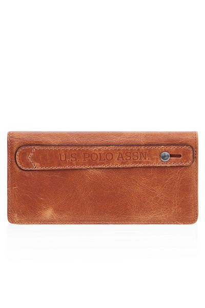 U.S. Polo Assn. Πόλο Ασν των ΗΠΑ. 23722 - Γνήσιο δέρμα Unisex Θήκη τηλεφώνου Portfolio Θήκη κάρτας πορτοφολιού Καφέ
