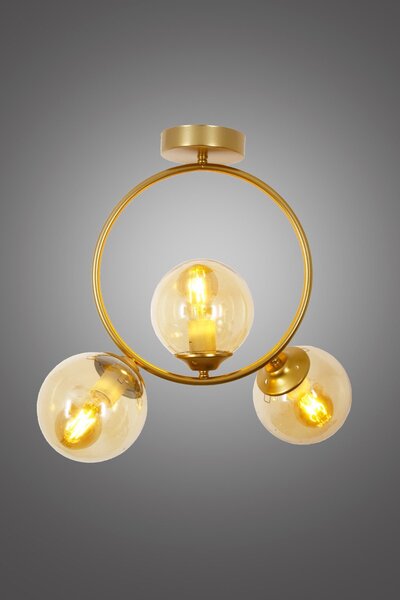 Taşcan Aydınlatma Evren 3 Lü Gold Plafonyer Avize-bal Camlı