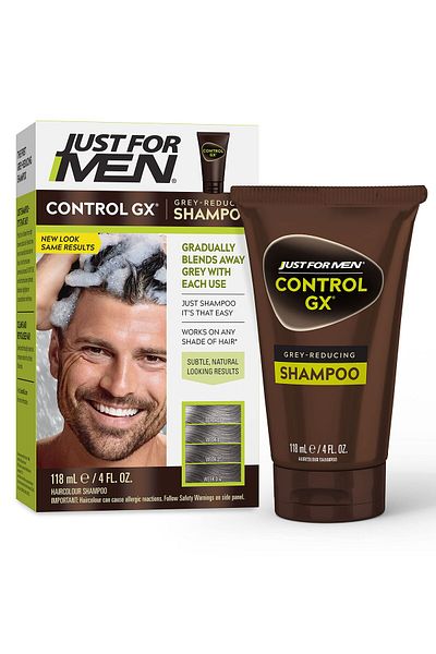 Just For Men Control Gx Grey Reducing Shampoo for Grey Hair with Coconut Oil & Aloe Vera, 118ml