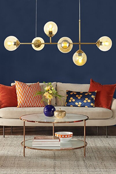 Taşcan Aydınlatma Harmoni 6 Lı Eskitme Sarkıt Avize Bal Camlı