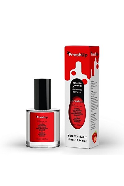 FRESHUP Doğal, Kalıcı Oje Çıkarıcı, Protez Tırnak Çıkarıcı, Tırnak Ve Tırnak Eti Bakım Yağı, Çilek, 10 ml