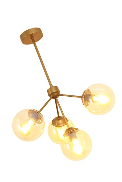 Taşcan Aydınlatma Lupin 4 Lü Eskitme Avize Bal Camlı Dekoratif Tasarım Yatak Odası Mutfak Salon Avize