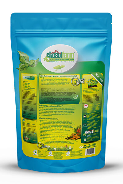 EkosolFarm Organik Solucan Gübresi 1,5 Kg %25 Nemli Tüm Bitkilerde Kullanıma Uygun Organik Gübre