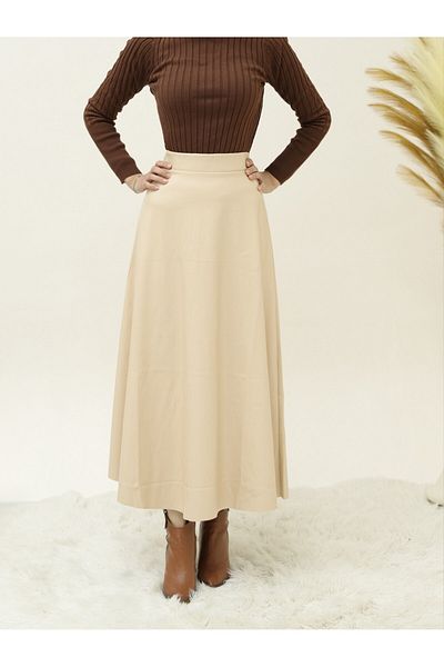 Modamorfo Straight Leather Skirt with Elastic Waist (1962)