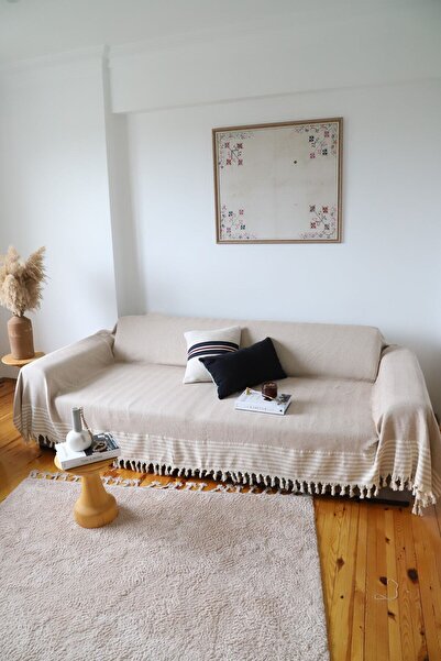 Koza Mix towel غطاء أريكة بيج مقاس 300x180 بأذرع كينغ