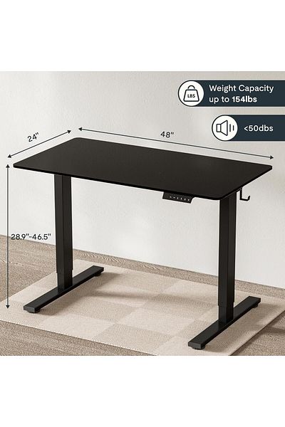 Mahmayi Flexispot Modern 120 x 60 cm Black Standing Desk with Adjustable Legs, Anti-Rust Steel Frames