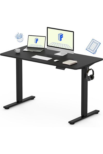 Mahmayi Flexispot Modern 120 x 60 cm Black Standing Desk with Adjustable Legs, Anti-Rust Steel Frames