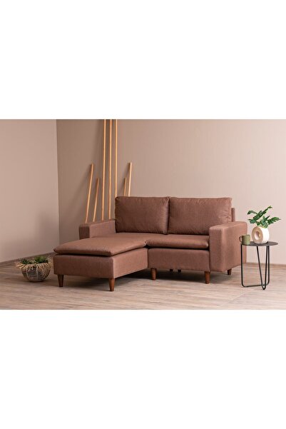 Pafu Lungo Modüler Mini Köşe Koltuk Takımı L Koltuk - Açık Kahve Keten