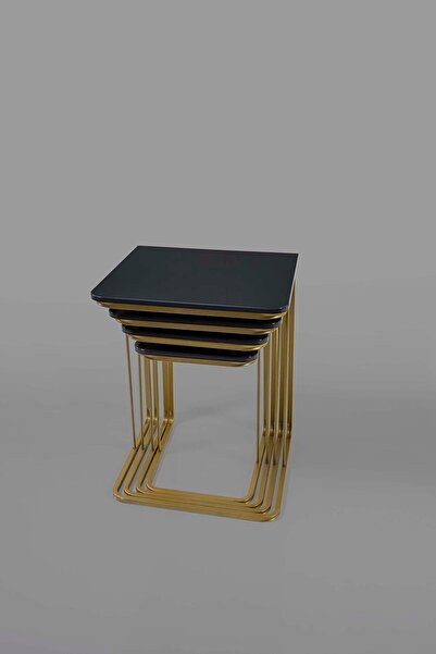 Veys Sehpa TEKERSİZ - VEGAS ZİGON SEHPA 4 LÜ - GOLD -SİYAH