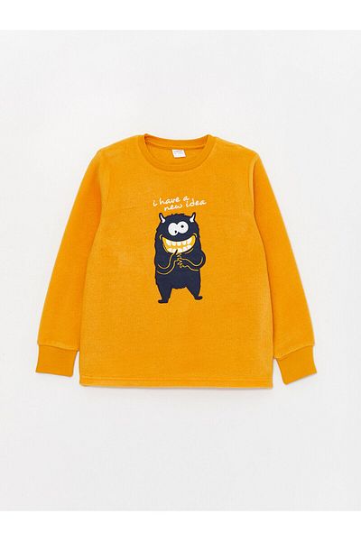 LC Waikiki LCW Kids Crew Neck Embroidered Long Sleeve Boy Pajamas Set