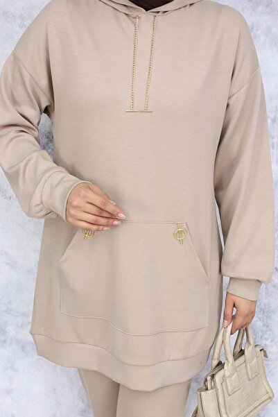 benguen Μπεζ 4580 Model Double Set - Με χρυσά αξεσουάρ