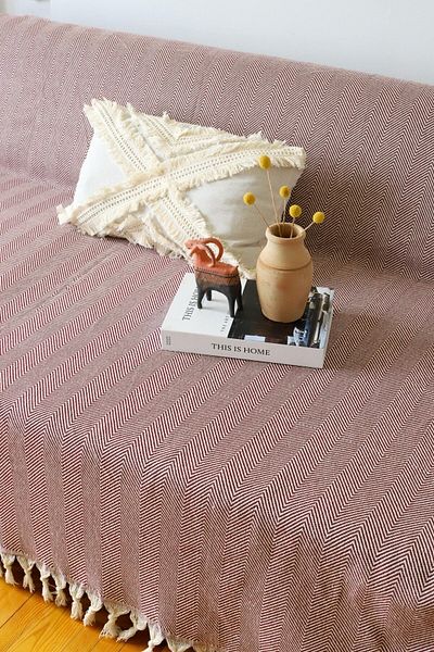 Koza Mix towel Burgundy Oversize Armchair with Knitted Arms, Sofa Bed Cover 180X300 cm