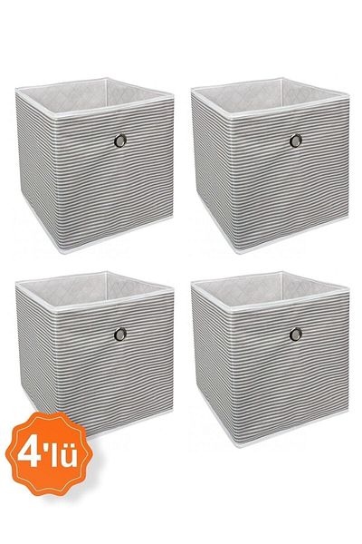 ALAS 4 Pieces-Shelf Organizer Box Set Gray 30x30x30 Cm