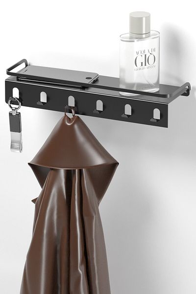 Tekno-tel TEKNOTEL Umeraș pentru baie, raft de bucătărie, pentru chei, negru mat MG081