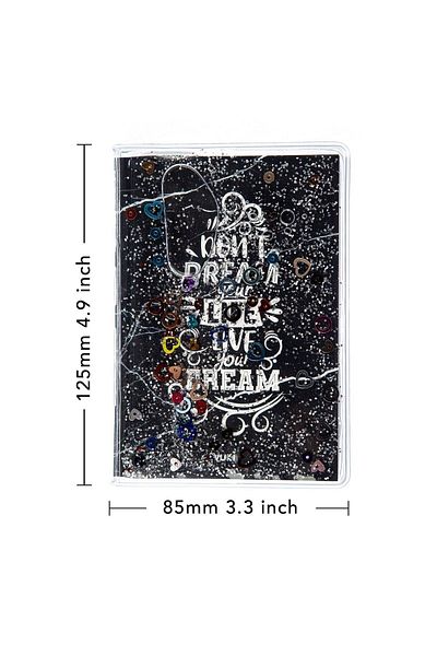 VUKİ Glittery and Watery Covered Patterned Mini Notebook with Colorful Pages