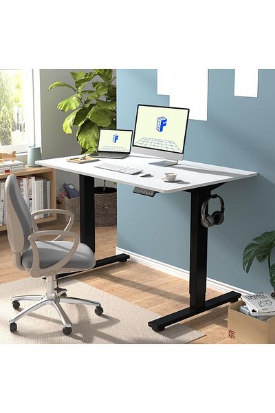 Mahmayi Flexispot Modern 120 x 60 cm White Standing Desk with Adjustable Legs, Anti-Rust Steel Frames