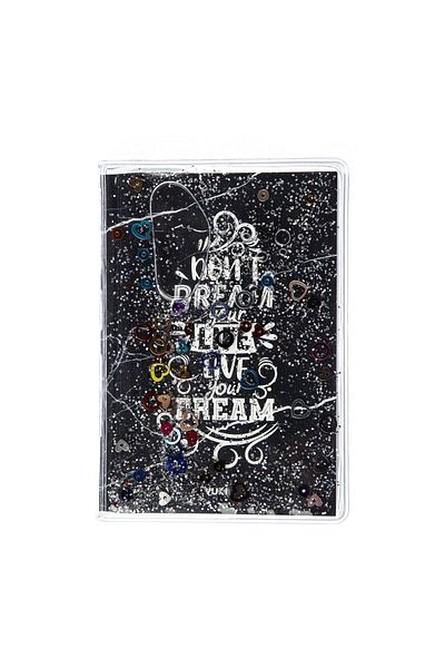VUKİ Glittery and Watery Covered Patterned Mini Notebook with Colorful Pages