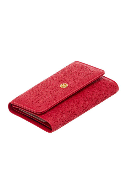 Tergan Kadın Hakiki Deri Lazer Baskılı Cüzdan