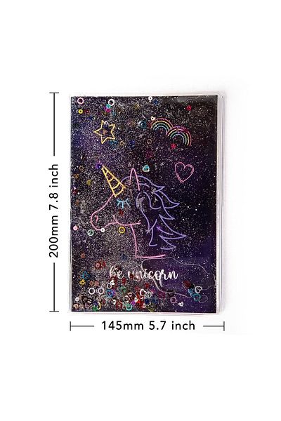 VUKİ Patterned A5 Notebook with Glitter and Watery Cover