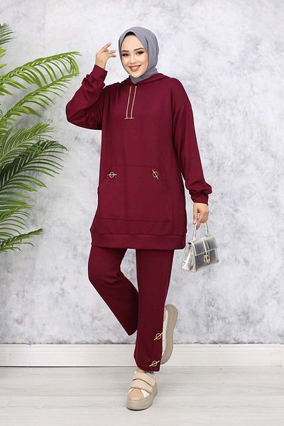 benguen Burgundy Double Set with Gold Accessories, Model 4580
