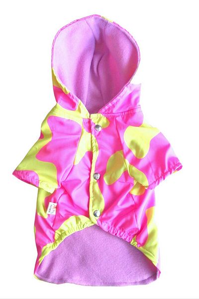 PATİBÖR Waterproof Pink Hooded Dog Raincoat with Fleece Inside