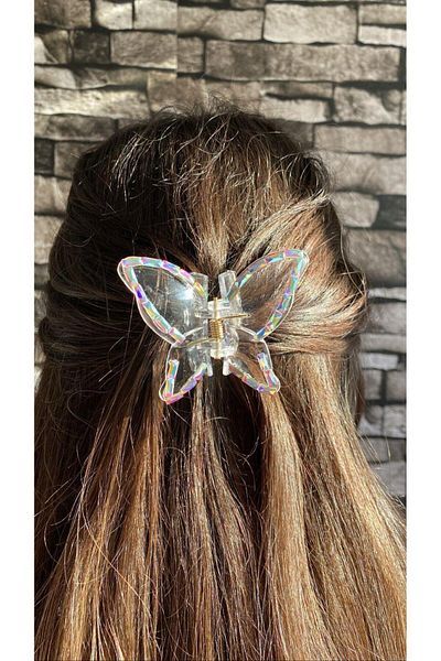 Modex Transparent Shiny Stone Butterfly Latch Hair Clip