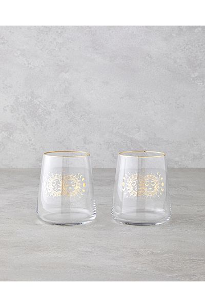 English Home Talisman Mysterious 380 ml Clear-Gold Glass Set of 2