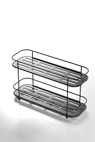 Tekno-tel Teknotel 2-Tier Bathroom and Kitchen Organizer - Cosmetic Accessory Stand Black Eg223