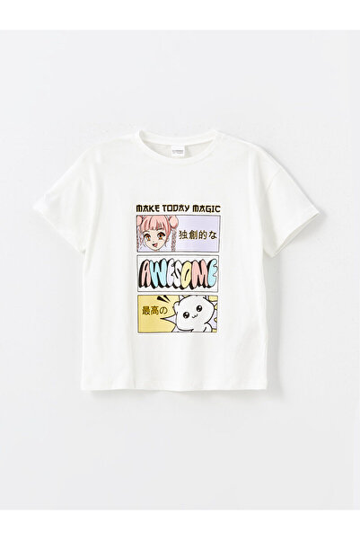 LC Waikiki Crew Neck Printed Short Sleeve Girl's Pajama Set