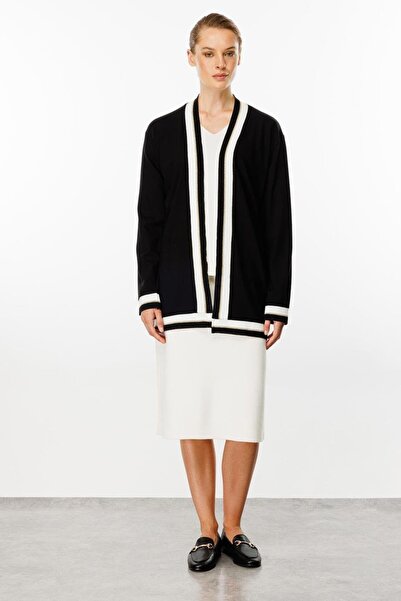 Butik Triko Mutlu ertan women's ribbed knitted cardigan black 30311