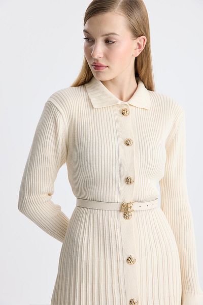 Kirazgym Elite Gold Button Knitwear Dress