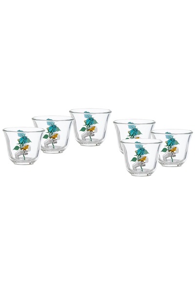 Luminarc A Set of 6 Cups Saudi Glass Coffee Cups With Modern Graphics Consisting