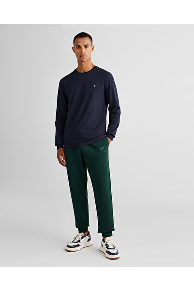 Gant Erkek Lacivert Slim Fit Bisiklet Yaka Uzun Kollu T-Shirt