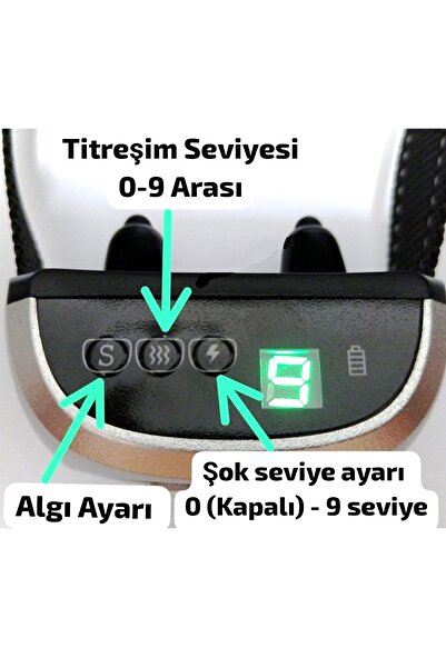 Petainer PB10 Havlama önleyici köpek eğitim tasması (ŞOKSUZ KULANIM)ı SEVİYE Ayarlı ve Şarjlı