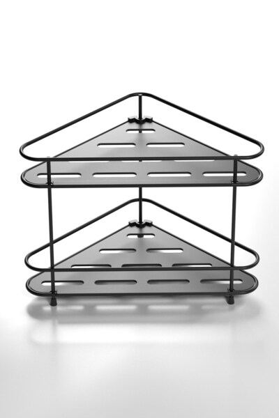 Tekno-tel Teknotel 2-Tier Running Bathroom and Kitchen Organizer - Cosmetic Stand, Matte Black - Eg224