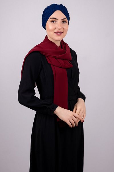 HÜRREM BONE Navy Blue Practical Ready-Made Hijab Bonnet Honeycomb Gathered 1204e_02