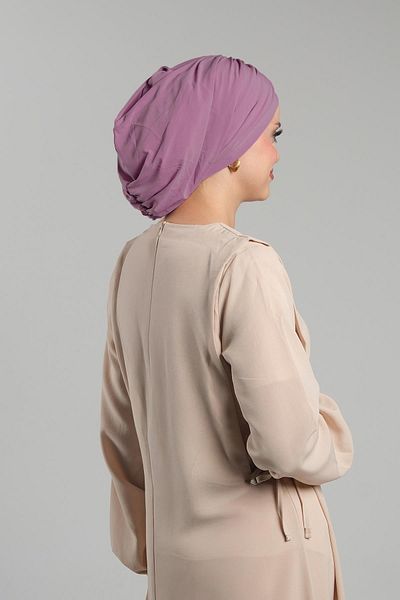 HÜRREM BONE Dusty Rose Practical Ready-Made Snap-On Hijab Bonnet Sandy Drawstring Loose 2119_18