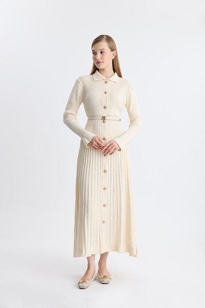 Kirazgym Elite Gold Button Knitwear Dress