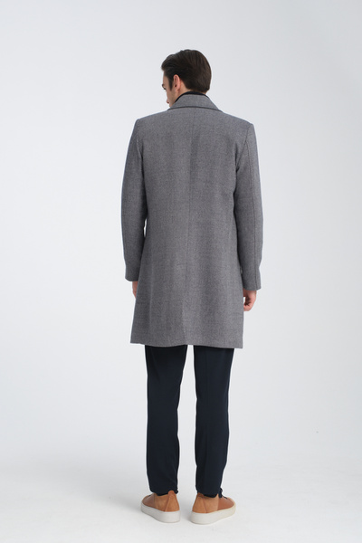 Frappoli Ανδρικό μακρύ παλτό με φερμουάρ Fishback ύφασμα