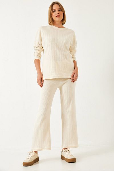 Bianco Lucci Damen-Basic-Oberteil-Set mit Rundhalsausschnitt 0036 60251871