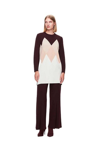 MISS DALIDA Tunica tricotată în felie Burgundy Baklava T25K-6033