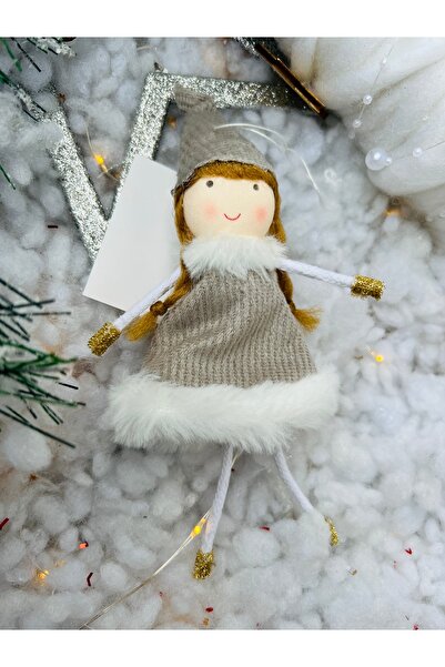 Derin Düşler Yeni Yıl Yılbaşı Çam Ağaç Süsü Sevimli Kız Peluş Çam Ağacı Süsü kış perisi Ağaç Süsü 18cm KREM