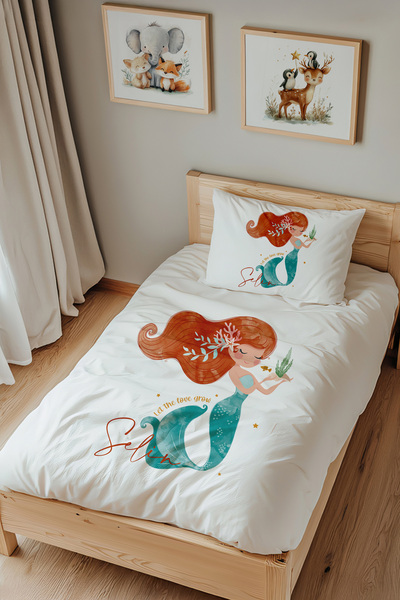 Lilabio İsme Özel Tek Kişilik %100 Pamuk Nevresim Takımı (160x220 cm) Uzun Sa...