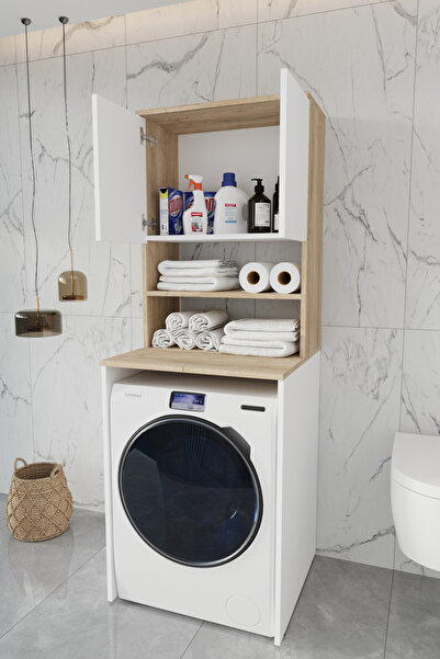 BALNEOM %100 Mdf Çamaşır Makinesi Dolabı Beyaz