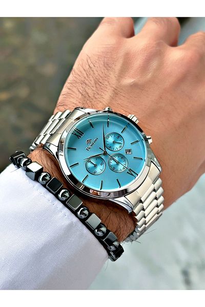 Bentini Silver Color Functions Active Original Steel Band Men Wrist Watch with Bracelet Gift
