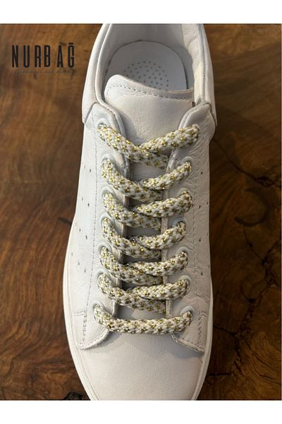 NURBAĞ DOKUMA SPORTS SHOES WHITE GOLD SILVERY PATTERNED 1 PAIR 130 CM BS49
